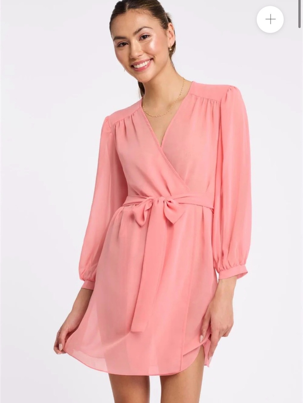 Women's Pink Wrap Robe with Tie Waist